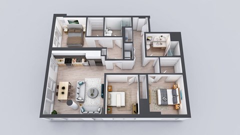 Floor plan for 3 beds, 2 baths, 1359 sqft